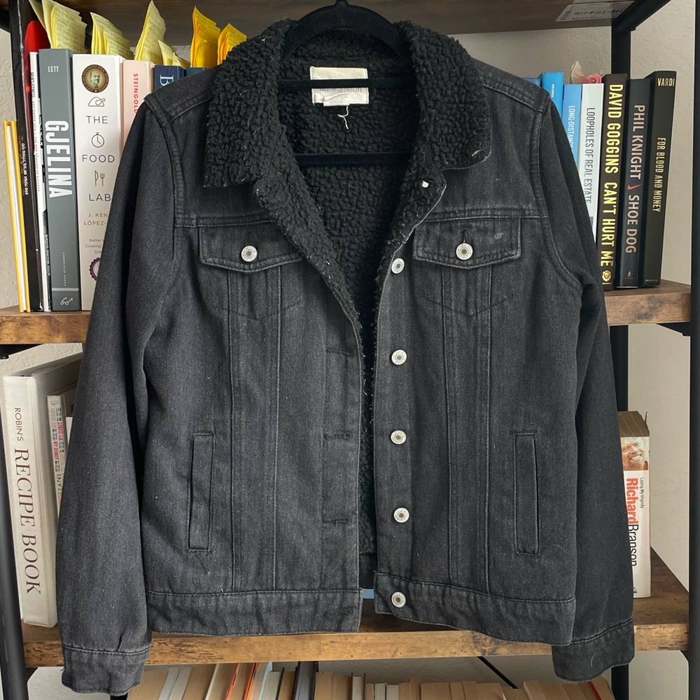 Sky and Sparrow Black Lightweight Denim Jacket